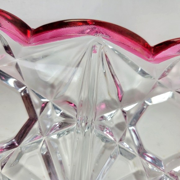 Vintage Tiffin Williamsburg Cranberry and Clear Pressed Glass 4 Part Relish Tray - Picture 12 of 12
